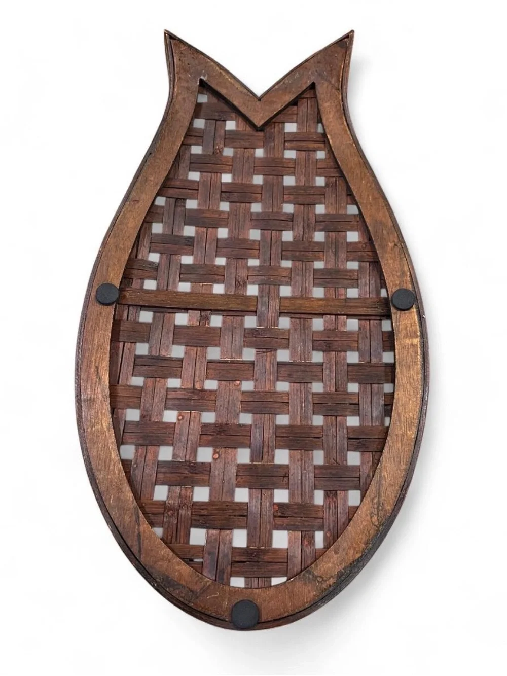 Woven Rattan Bamboo Fish-Shaped Decorative Tray - Warm Brown
